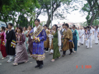 Photo of devotees dressed in various types of costumes